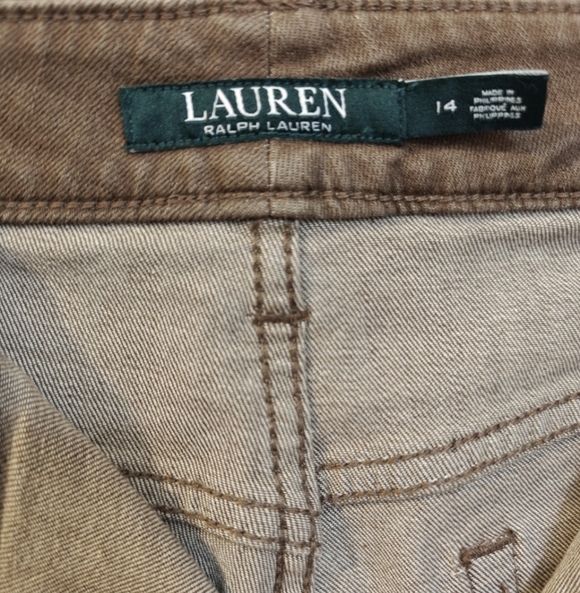 NWT Lauren Ralph Lauren Moto Pants Size 14 Brown Neutral - Picture 5 of 7